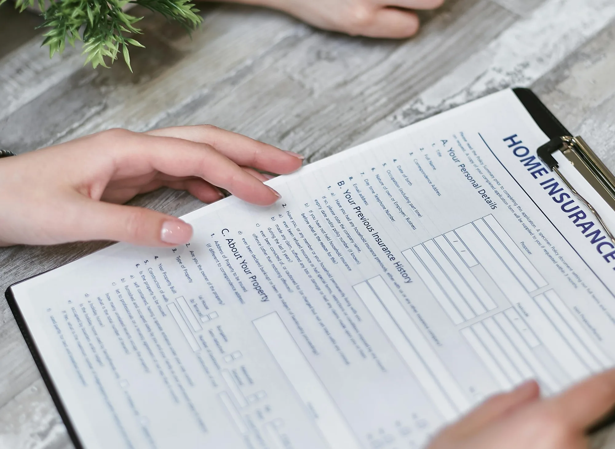 Walking through a home insurance application with a client